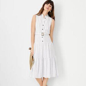 NWT Ann Taylor Striped Ruffle Tiered Flare Dress - size 14